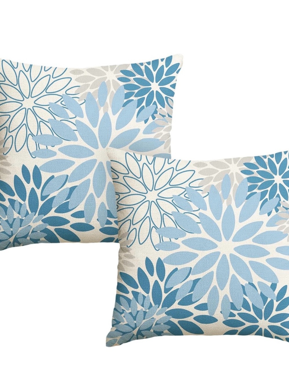Blue Floral Decorative Throw Pillow Covers